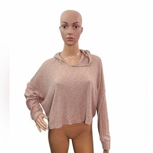 American Eagle Women’s Size M Long Sleeve Brown Hooded Ribbed Crop Top